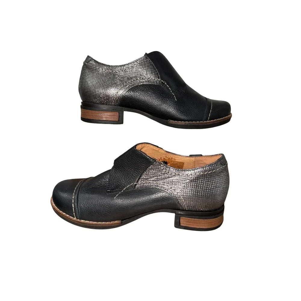 Wanda Panda Leather Shoes 36 Black Metallic Slip On Oxford Made in Spain